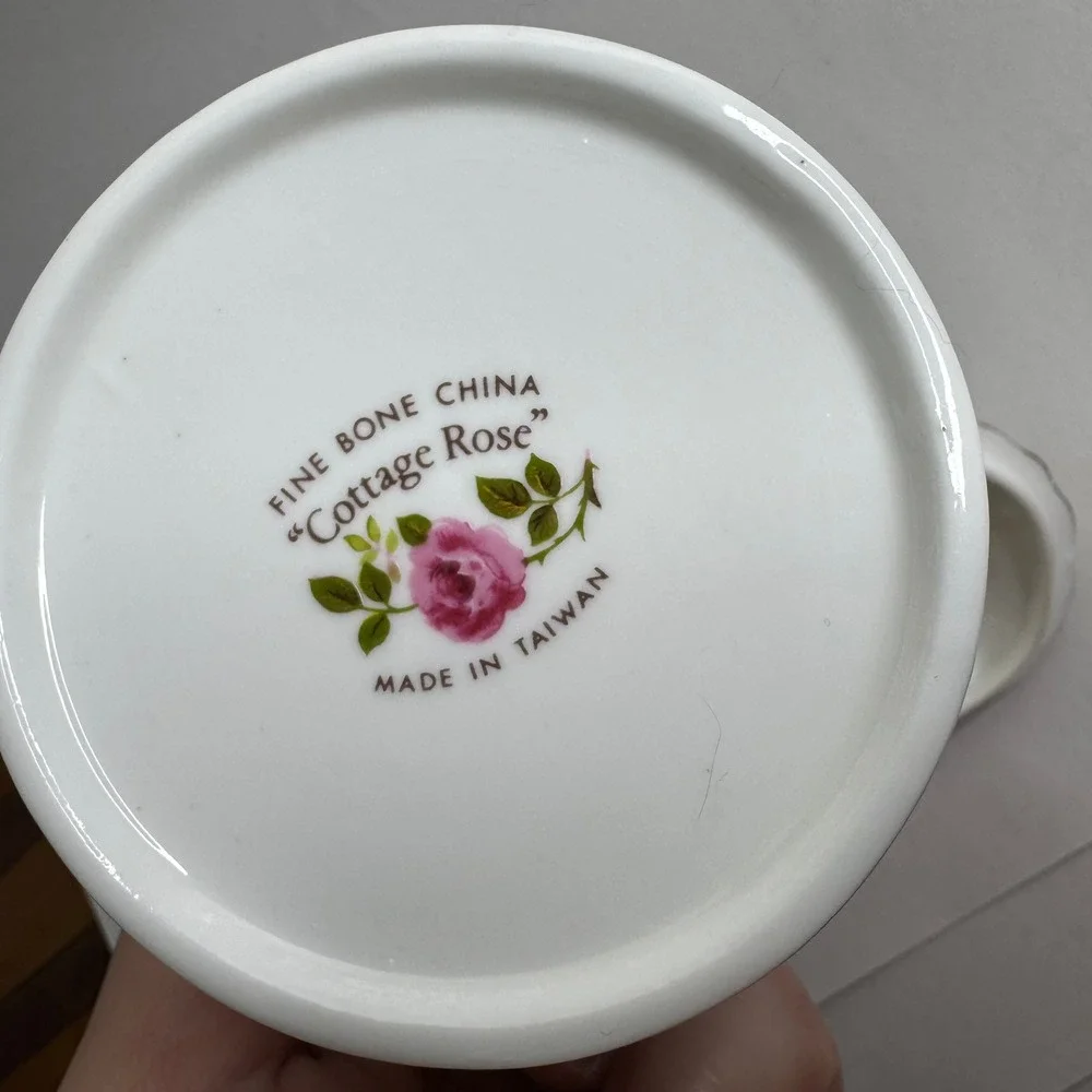 Cottage‎ Rose Fine Bone China Jam Honey Pot with Lid and Saucer Floral Taiwan